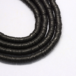 Черный Экологичные бусины из полимерной глины ручной работы, Диск / плоские круглые, Heishi бусы, чёрные, 5x1 мм, отверстие : 2 мм, около 380~400 шт / нитка, 17.7 дюйм