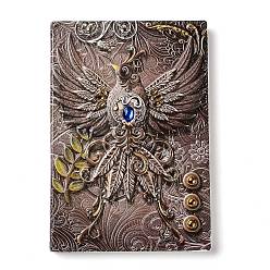 Multi-color 3D Embossed PU Leather Notebook, A5 Phoenix Pattern Journal, for School Office Supplies, Multi-color, 215x145mm