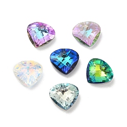 Mixed Color Electroplated Glass Pendants, Back Plated, Faceted, Teardrop Charms, Mixed Color, 12x13x5mm, Hole: 1.2mm