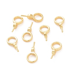 Золотой 925 поручни с проушинами из стерлингового серебра, кольцо, для полуполых бусин , золотые, 12x6x3 мм, отверстие : 4 мм, штифты : 0.7 мм