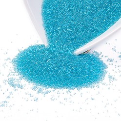 Bleu Ciel Foncé Ab-plaqué couleur décoration de mini perles de verre d'art d'ongle 3d bricolage, minuscules perles de clou de caviar, bleu profond du ciel, 0.6~0.8 mm, sur 450 g / sac