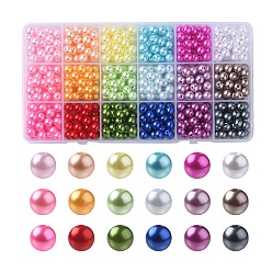 Mixed Color 540Pcs 18 Style Spray Painted ABS Plastic Imitation Pearl Beads, Round, Mixed Color, 8x9.5mm, Hole: 1.8~2mm, 30pcs/style