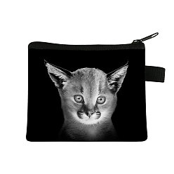 Cat Shape Realistic Animal Pattern Polyester Clutch Bags, Change Purse with Zipper, for Women, Rectangle, Cat Shape, 13.5x11cm