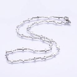 Stainless Steel Color 304 Stainless Steel Chain Necklaces, with Lobster Claw Clasps, Cross, Stainless Steel Color, 17.9 inch(45.5cm)