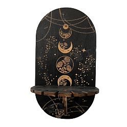 Luna Estante de exhibición de cristal pequeño montado en la pared de madera, titular de cristal colgante de bruja, para el almacenamiento de colgantes de péndulo de cristal, patrón de luna, 21.5x11.6 cm