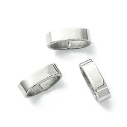 Couleur Acier Inoxydable 304 charmes de glissière en acier inoxydable / perles coulissantes, pour la fabrication de bracelets en cuir, ovale, couleur inox, 3.5x11.6x6.6mm, Trou: 9.2x4.5mm