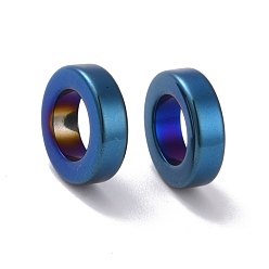 Plaqué Bleu Placage sous vide anneaux de liaison en hématite synthétique non magnétique, donut, bleu plaqué, 14x4mm, diamètre intérieur: 8.5 mm