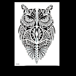 Noir Autocollants en papier de tatouages imperméables temporaires amovibles à motif de hibou, noir, 21x14.8 cm