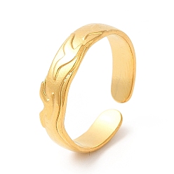 Real 18K Gold Plated Ion Plating(IP) 201 Stainless Steel Open Cuff Ring, Seagull Finger Ring for Women, Embossed Bird Ring, Real 18K Gold Plated, US Size 6 1/4(16.8mm), 4~5mm