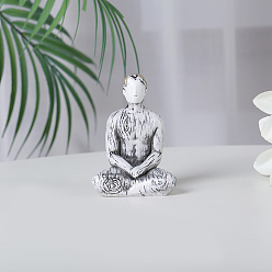 Blanc Fantôme Statue de prière homme de yoga en résine, fengshui méditation sculpture décoration de la maison, fantôme blanc, 36x60x80mm