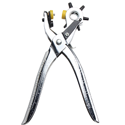 Platinum Staninless Steel 3-In-1 Grommet Eyelet Pliers Tool, with Hole Puncher, Platinum, 21.5x10cm