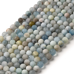 Aguamarina Perlas naturales de color turquesa hebras, esmerilado, rondo, 8.5~9 mm, agujero: 0.9 mm, sobre 47 unidades / cadena, 15.55'' (39.5 cm)