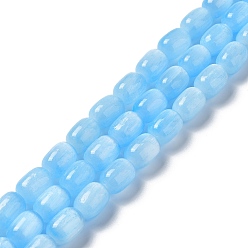Dodger Azul Hebras de cuentas de selenita natural, teñido, tambor, azul dodger, 12x8 mm, agujero: 1 mm, sobre 32 unidades / cadena, 15.51~15.55 pulgada (39.4~39.5 cm)