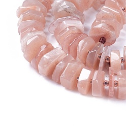 Sunstone Natural Sunstone Beads Strands, Heishi Beads, Disc/Flat Round, 8~13x8~11x1~4mm, Hole: 1mm, about 89~99pcs/strand, 15.9 inch(40.5cm)