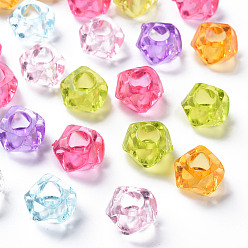 Mixed Color Transparent Acrylic European Beads, Large Hole Beads, Faceted, Mixed Color, 13x8mm, Hole: 6mm, about 740pcs/500g