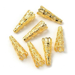 Oro 100 piezas de conos de cuentas de filigrana de hierro, dorado, 22x8~9 mm, agujero: 2.5~3 mm