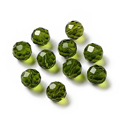 Olive Drab Glass Imitation Austrian Crystal Beads, Faceted, Round, Olive Drab, 11.5mm, Hole: 1.4mm