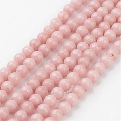 Light Salmon Natural Mashan Jade Round Beads Strands, Dyed, Light Salmon, 4mm, Hole: 1mm, about 98pcs/strand, 15.7 inch