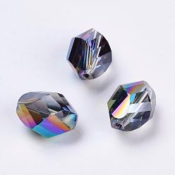 Разноцветный Имитация Австрийские кристаллические шарики, класс AAA, граненые, овальные, красочный, 10x13 мм, отверстие : 0.9~1 мм
