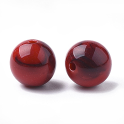 Red Acrylic Beads, Imitation Gemstone, Round, Red, 11.5~12x11.5mm, Hole: 2mm, about 520pcs/500g