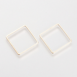 Light Gold Brass Linking Rings, Square, Light Gold, 20x20x1mm, about 1000pcs/bag