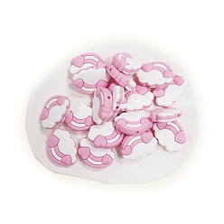 Perlas de Color Rosa Cuentas de silicona ecológicas de grado alimenticio en la nube, masticar cuentas para mordedores, diy collares de enfermería haciendo, rosa perla, 22x29 mm, agujero: 3 mm