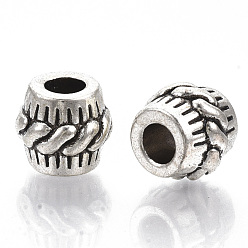 Antique Silver Tibetan Style Alloy European Beads, Large Hole Beads, Cadmium Free & Lead Free, Column, Antique Silver, 10x11mm, Hole: 4.5mm, about 290pcs/1000g