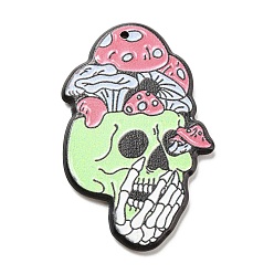 Skull Halloween Theme Acrylic Pendants, Mushroom, Skull, 43.5x28x2.5mm, Hole: 1.5mm