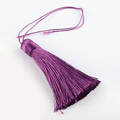 Purple Polyester Tassel Pendant Decorations, Purple, 77~81x12~13mm