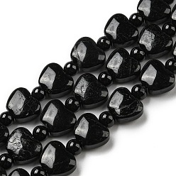 Tourmaline Naturelles tourmaline noire brins de perles, pomme, 9x10.5x5mm, Trou: 1mm, Environ 35 pcs/chapelet, 15.47''~15.67'' (39.3~39.8 cm)