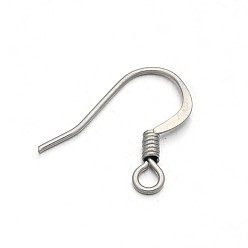 Stainless Steel Color 304 Stainless Steel French Earring Hooks, with Horizontal Loop, Flat Earring Hooks, Stainless Steel Color, 14.5x16x2mm, Hole: 2mm, 22 Gauge, Pin: 0.6mm