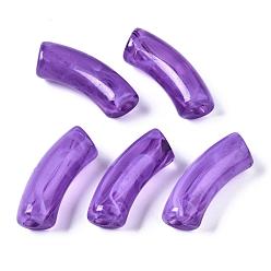Dark Violet Acrylic Beads, Imitation Gemstone, Curved Tube, Dark Violet, 34.5x13x11mm, Hole: 3.5mm, about 155pcs/500g