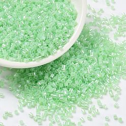 Pale Green Cylinder Seed Beads, Ceylon, Round Hole, Uniform Size, Pale Green, 2x1.5mm, Hole: 0.8mm, about 40000pcs/bag, about 450g/bag