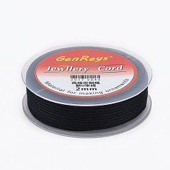 Black Braided Nylon Threads, Dyed, Black, 2mm, about 9.84 yards(9m)/roll