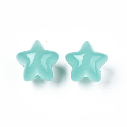 Turquoise Luminous Acrylic Beads, Glow in the Dark, Star, Turquoise, 15.5x16.5x15mm, Hole: 2.5mm, about 270pcs/500g