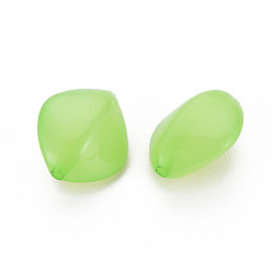 Vert Clair Perles acryliques de gelée d'imitation , losange, vert clair, 17x14.5x9.5mm, Trou: 1.6mm, environ500 pcs / 500 g