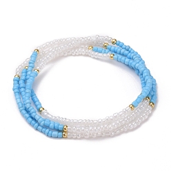Light Sky Blue Summer Jewelry Waist Bead, Body Chain, Glass Seed Beaded Belly Chain, Bikini Jewelry for Woman Girl, Light Sky Blue, 32-1/4 inch(82cm)