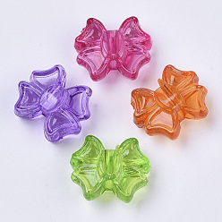 Mixed Color Transparent Acrylic Beads, Dyed, Bowknot, Mixed Color, 16x19x9mm, Hole: 3.5mm, about 450pcs/500g