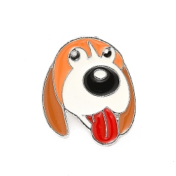 Perro Pasador de perro esmaltado con embragues de mariposa de latón, insignia de aleación para ropa de mochila, patrón de beagle, 26x21.5x10 mm, pin: 1.1 mm