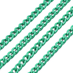 Light Sea Green Electrophoresis Iron Twisted Chains, Unwelded, with Spool, Solid Color, Oval, Light Sea Green, 3x2.2x0.6mm