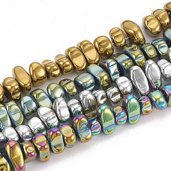 Couleur Mélangete Galvanoplastie non magnétiques hématite synthétique brins de perles, nuggets, couleur mixte, 5~10x4.5~5.5x4mm, Trou: 1mm, Environ 105 pcs/chapelet, 14.9 pouce