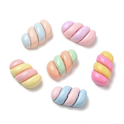 Mixed Color Opaque Resin Imitation Food Decoden Cabochons, Rainbow Marshmallow Twists, Mixed Color, 15x8x5.5mm