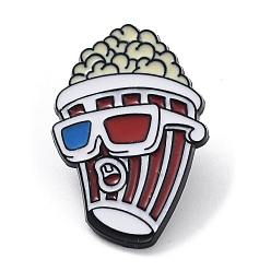 Popcorn Independence Day Theme Enamel Pins, Black Alloy Brooches for Backpack Clothes, Popcorn, 30.5x21mm