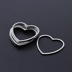 Stainless Steel Color 201 Stainless Steel Linking Rings, Laser Cut, Heart, Stainless Steel Color, 18x20x1mm, Inner Size: 14x18mm