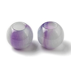 Púrpura Granos de la resina europeos, cuentas de agujeros grandes con polvo de purpurina, rondo, púrpura, 13.5x13 mm, agujero: 4 mm