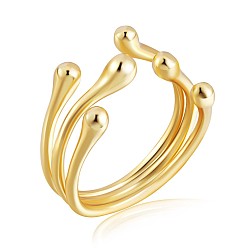 Oro 925 anillo de puño abierto con garra de plata de ley, anillo grueso hueco para mujer, dorado, tamaño de EE. UU. 4 1/4 (15 mm)