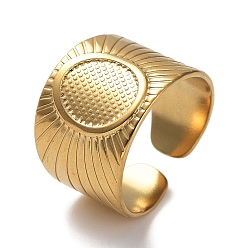 Настоящее золото 18K Ионное покрытие (IP) 304 Компоненты открытого манжетного кольца из нержавеющей стали, настройки кольца чашки безеля, овальные, реальный 18 k позолоченный, внутренний диаметр: 17.2 мм, лоток : 10x8.5 мм