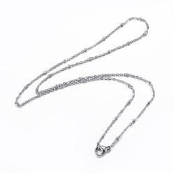 Нержавеющая Сталь Цвет 304 из нержавеющей стали кабель цепи ожерелья, с карабин-лобстерами , цвет нержавеющей стали, 17.91 дюйм (45.5 см), 1.5 мм