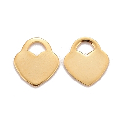 Real 24K Gold Plated 201 Stainless Steel Pendants, Heart, Real 24k Gold Plated, 12x10.5x0.8mm, Hole: 2.7x2.9mm