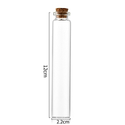 Clair Bouteille en verre, avec bouchon en liège, souhaitant bouteille, colonne, clair, 2.2x12 cm, capacité: 30 ml (1.01 fl. oz)